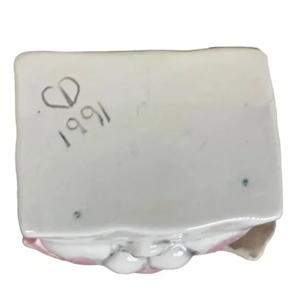 Vtg 1991 Goody Bag handmade ceramic Bunny with 3D face fun vase planter gift EUC - Picture 10 of 10